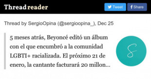 5 meses atrás, Beyoncé editó un álbum con el que encumbró a la comunidad LGBTI+ racializada. El próximo 21 de enero, la cantante facturará 20 millones de dólares por una actuación en Dubái
