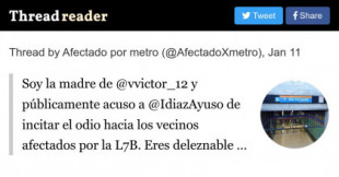 Soy la madre de @vvictor_12 y públicamente acuso a Isabel Díaz Ayuso de incitar el odio hacia los vecinos afectados por la L7B
