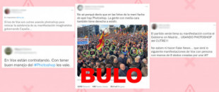No, esta fotografía de Vox en la manifestación en Madrid no está manipulada: fue tomada con un móvil y son elementos del modo panorámico
