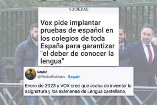 Vox pide implantar pruebas de español en los colegios y provoca el pitorreo: &quot;Llamémoslos, como idea loca, exámenes de Lengua&quot;