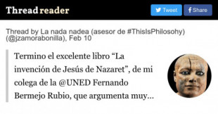 “La invención de Jesús de Nazaret” de mi colega Fernando Bermejo Rubio, argumenta puntos como los siguientes [hilo]