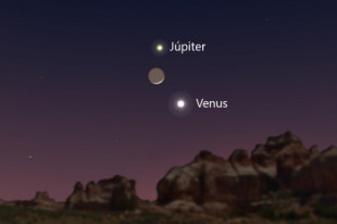 La conjunción de la Luna, Venus y Júpiter será visible al anochecer del 22 de febrero