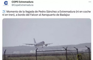 La Cope le afea a Sánchez que regrese en avión de su visita oficial a Kiev y las redes se mofan: "Que acaben ya el AVE Kiev-Badajoz"