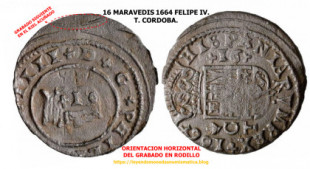 16 Maravedís 1664 Felipe IV. T. Córdoba