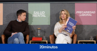 Yolanda Díaz presenta con Errejón el informe que pide una jornada laboral de 32-35 horas semanales para tener mejor salud mental