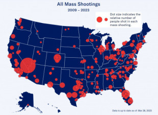 Mapa de todos los tiroteos masivos de EE.UU desde 2009 [ENG]