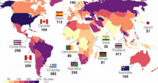 Número de presidiarios en el mundo por cada 100.000 personas [mapa]