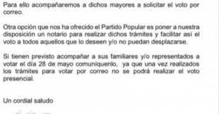 La carta en la que una residencia de Córdoba se ofrece a que el PP "facilite" el voto a sus ancianos el 28M