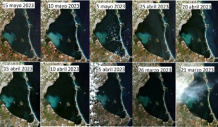 El Instituto Español de Oceanografía evalúa la aparición de una masa de "agua blanquecina" en el Mar Menor