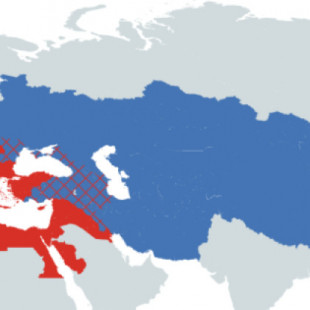 El imperio romano vs el imperio mongol en sus respectivos momentos cumbre [mapa, ing]