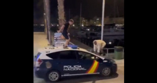 Se graban saltando sobre el techo de un coche de la Policía Nacional y lo suben a internet