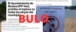No, estos carteles que dicen que está prohibido el “topless” no son del Ayuntamiento de Santa Cruz de Bezana (Cantabria)