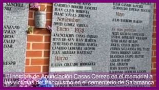 Anunciación Casas Cerezo, oficiala de prisiones de la República Española en Madrid. Elementos franquistas la asesinaron en Salamanca en 1938