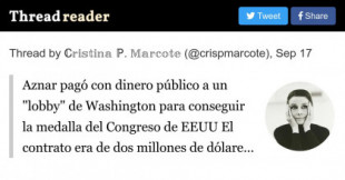 Aznar pagó con dinero público a un "lobby" de Washington para conseguir la medalla del Congreso de EEUU