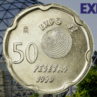 50 Pesetas 1990 (Expo 92-Juan Carlos I): Moneda Normal vs. «Error Pantógrafo»