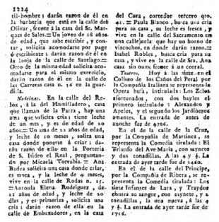 Anuncios de particulares en un antiguo diario madrileño del siglo XVIII