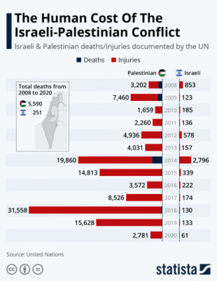 El costo humano del conflicto palestino-israelí. Infografía 2008-2021 [ENG]