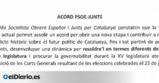 Lee el acuerdo firmado por PSOE y Junts para la investidura de Pedro Sánchez