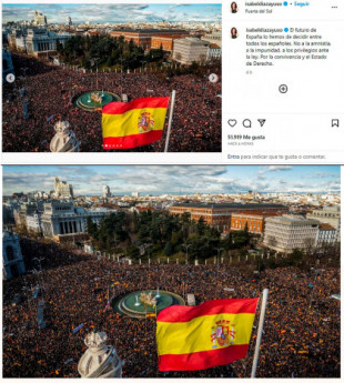 Ayuso difunde una foto de hace 10 meses como si fuera de la protesta de este domingo