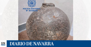 Encuentran una bomba de 90 kg y del siglo XVIII en las oficinas del Archivo Municipal de Pamplona