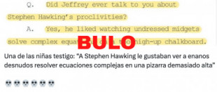 No, los documentos publicados sobre Jeffrey Epstein no mencionan que al físico Stephen Hawking “le gustaba ver a enanos desnudos”: es un montaje