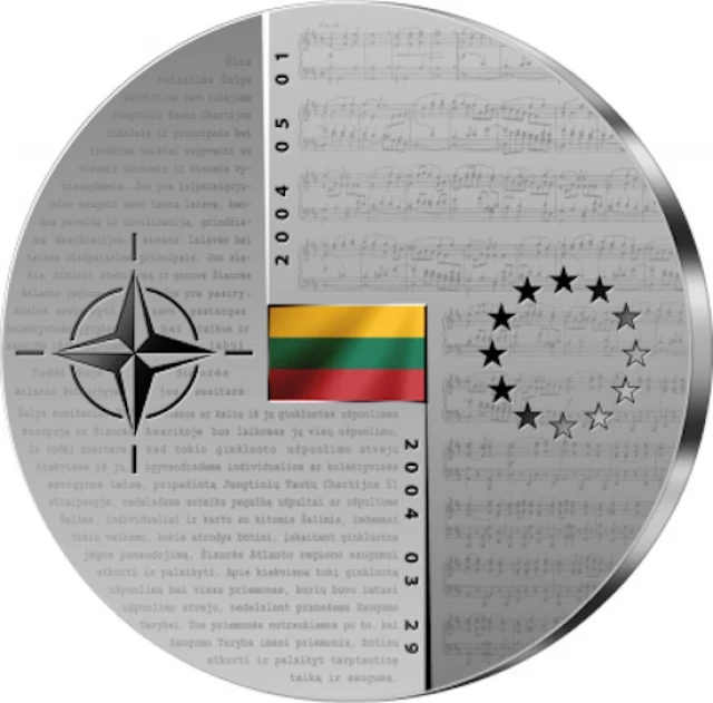 Moneda dedicada a la adhesión de Lituania a la OTAN y la UE