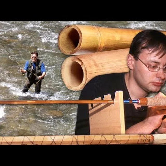 Caña de pescar con bambú natural. 60 HORAS de delicado trabajo de montaje en un taller artesanal