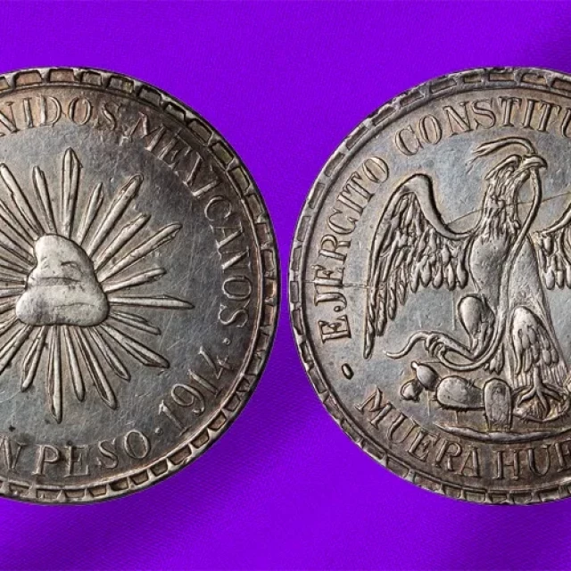 1 peso 1914, Muera Huerta