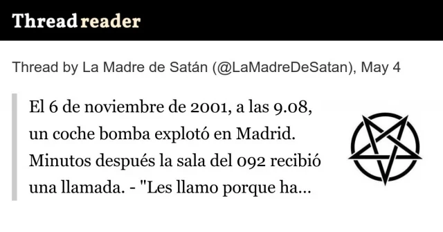 El 6 de noviembre de 2001, a las 9.08, un coche bomba explotó en Madrid.  Minutos después la sala del 092 recibió una llamada...