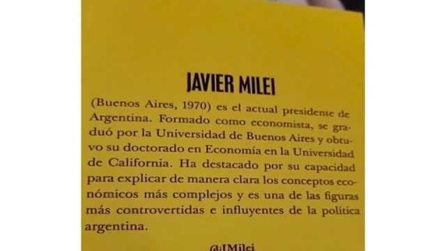 Javier Milei, graduado en la UBA y doctorado en California, según la solapa de un libro en España | ¿Posible usurpación de títulos y honores?
