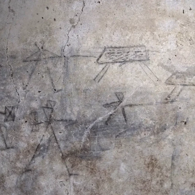 Grafiti que representa gladiadores encontrado durante las excavaciones de Pompeya (ENG)