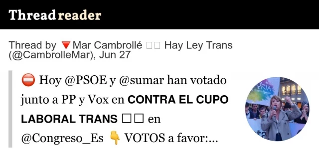 Hoy PSOE y Sumar han votado junto a PP y Vox en contra de El Cupo Laboral Trans  en el Congreso