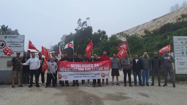 Jornada de huelga de los trabajadores de la mina de O Barqueiro, en Mañón