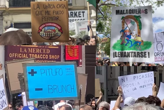 Las pancartas de la manifestación por la vivienda digna en Málaga que han triunfado en las redes: "Ni Picasso podría vivir en La Merced"