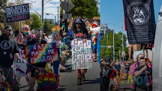 Satanistas marchan en el Desfile del Orgullo Gay de Anchorage, proclamando 'Satanás me hizo fabuloso' (eng)