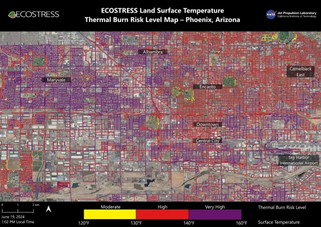 La NASA usa el satélite ECOSTRESS para mapear el calor en las calles de Phoenix (eng)
