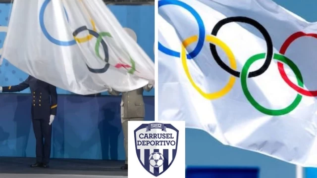 Cuelgan la bandera de los Juegos Olímpicos... ¡Al revés!