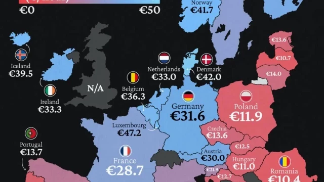 El Google Maps de los salarios en Europa que deja a España en muy mal lugar