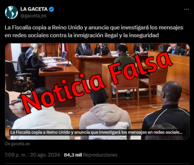 El pseudomedio de Vox miente: Fiscalía no investiga “los mensajes en redes sociales contra la inmigración ilegal”