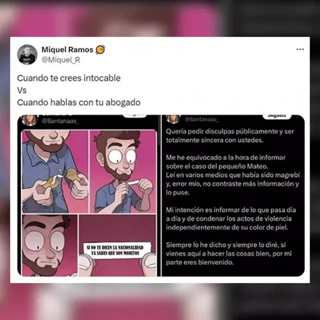 Las redes ponen en evidencia a una usuaria por sus bulos racistas sobre el asesinato de Mocejón: "Cuando te crees intocable vs. cuando hablas con tu abogado"