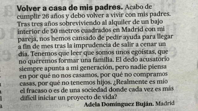 "¿Realmente es mío el fracaso?": la carta a la directora de 'El País' que denuncia el problema de los jóvenes para emanciparse