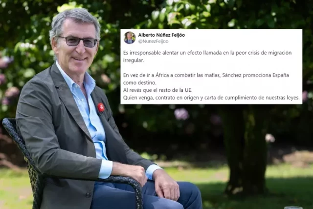 Feijóo suelta una sarta de trolas sobre Sánchez y la migración y le llueven las críticas: "Hoy se ha vuelto a levantar con la pierna extrema derecha"