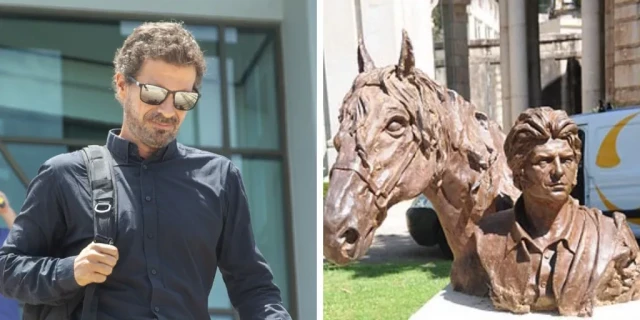 Vandalizan y retiran la escultura del actor Sancho Gracia en Mondariz tras la condena de su nieto Daniel Sancho