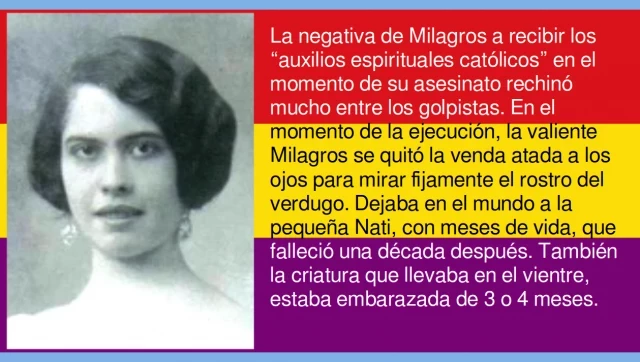 En 1936, felones franquistas asesinaron a Milagros Rendón Martel por su empeño en la defensa de la República Española