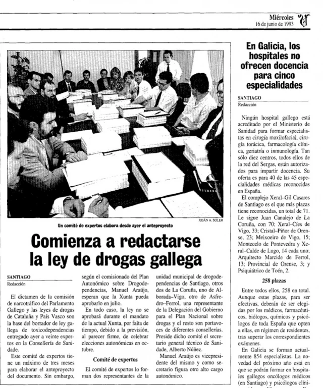 Comienza a redactarse la ley de drogas gallega (1993)