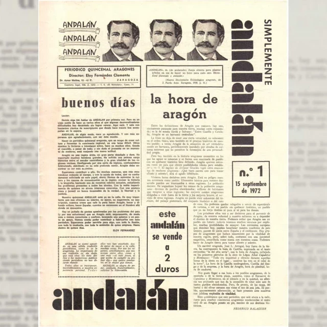 La revista Andalán hace su primera aparición en la efeméride aragonesa del 15 de septiembre