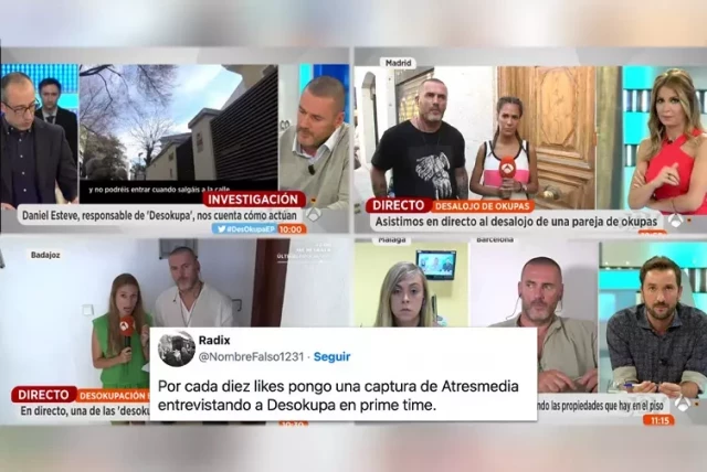 Atresmedia denunciará al líder de 'Desokupa' por amenazas y las redes recuerdan cómo las teles "han creado este monstruo y lo han alimentado"