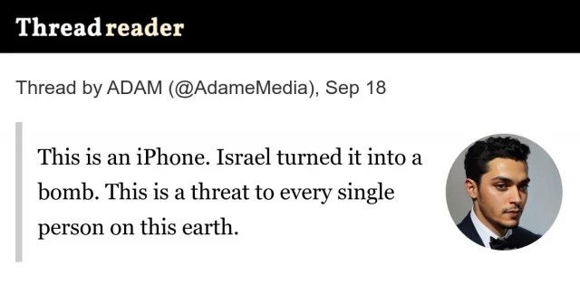 Esto es un iPhone que Israel ha convertido en una bomba. Es una amenaza para cada persona en la tierra