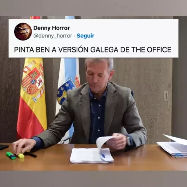 El extraño vídeo sin palabras de Alfonso Rueda: "Pinta bien la versión gallega de 'The Office'"