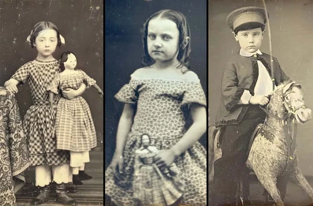 Dulces instantáneas de niños victorianos mostrando orgullosos sus juguetes favoritos, décadas de 1890 a 1900 (ENG)